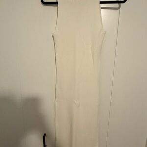 Leith Cream Ribbed Halter Midi Dress